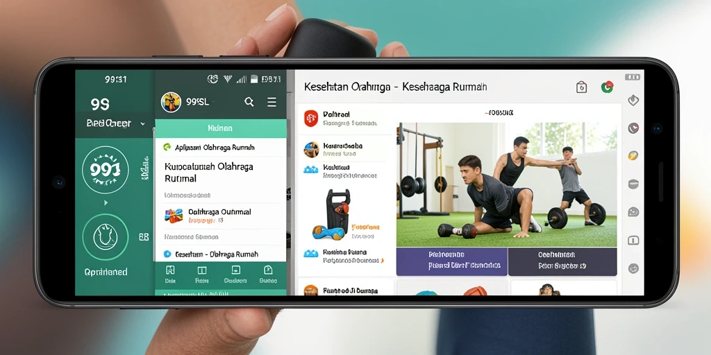 Antarmuka aplikasi 99SL yang sederhana dan fungsional untuk olahraga rumah.