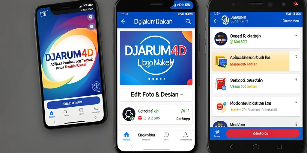 Tampilan antarmuka DJARUM4D dengan berbagai alat desain logo.