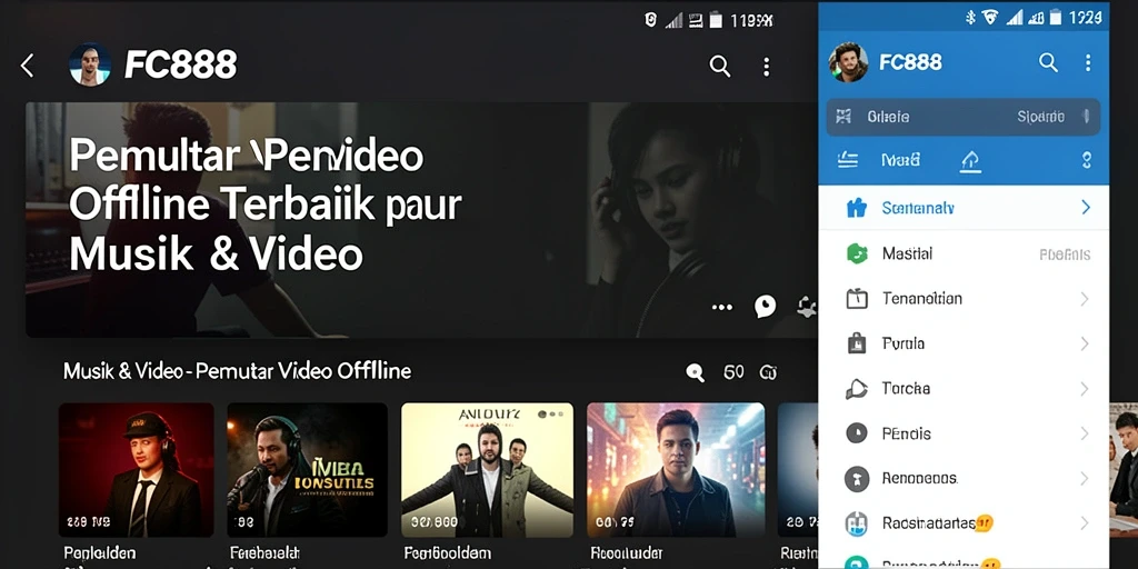 Tampilan antarmuka FC888 yang ramah pengguna saat memutar video offline.