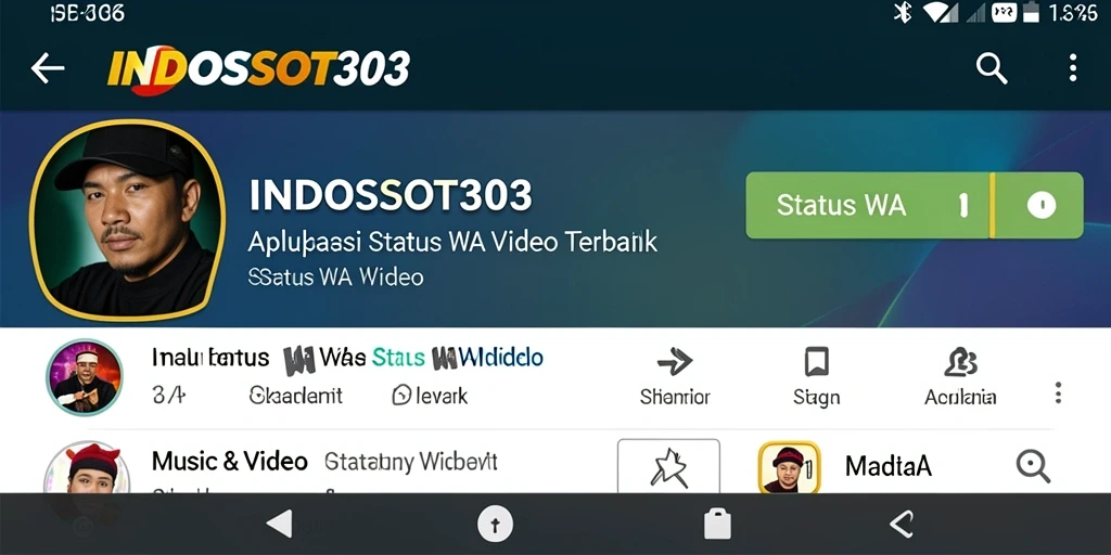 Tampilan antarmuka aplikasi INDOSLOT303 untuk Status WA Video.