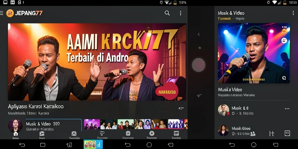 Tampilan antarmuka utama JEPANG77 yang menampilkan fitur Karaoke lengkap.