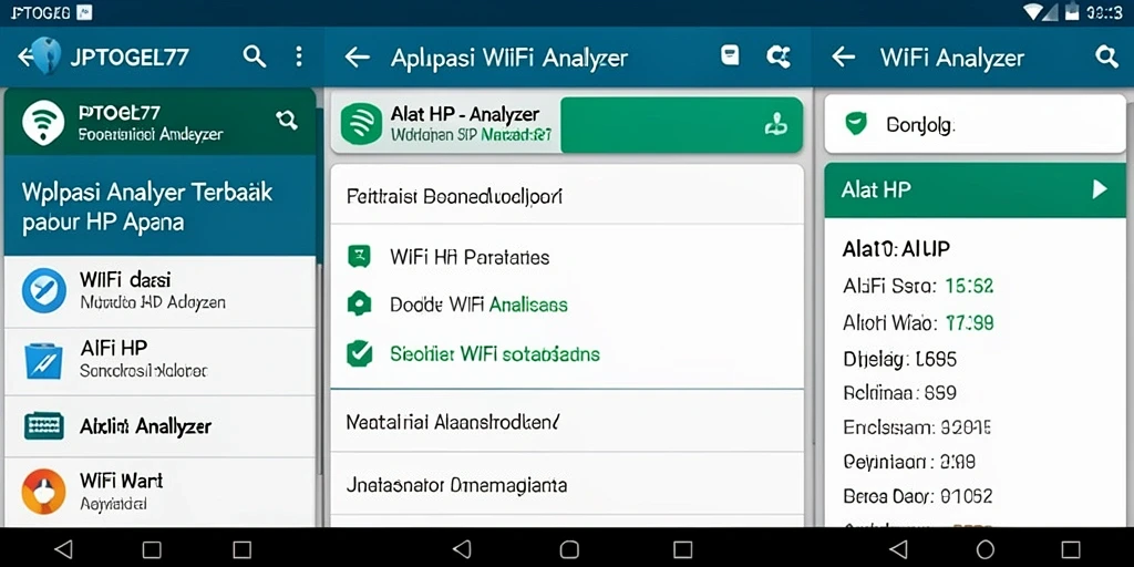 Tampilan utama antarmuka JPTOGEL77 yang menampilkan analisis jaringan WiFi.