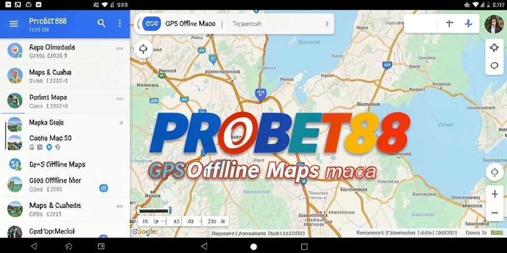 Tampilan antarmuka yang user-friendly dari PROBET88 untuk navigasi GPS Offline.
