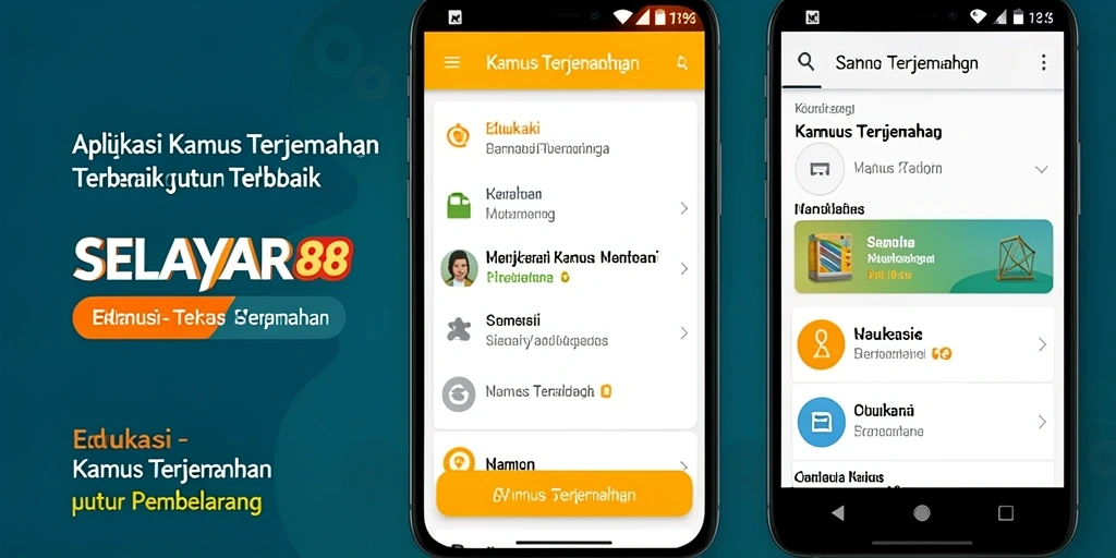 Antarmuka aplikasi SELAYAR88 dengan fitur Kamus Terjemahan yang intuitif.