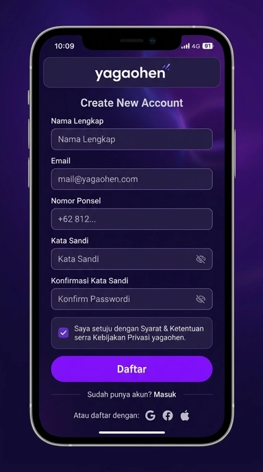 Cara Mudah Registrasi Akun Yagaohen untuk Pengguna Android